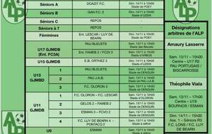 Le planning du 13 et 14 novembre :