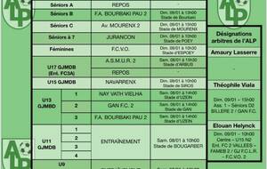 Le planning du 8 et 9 janvier :