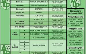 Le planning du 15 et 16 janvier :