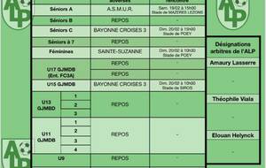 Le planning du 19 et 20 février :