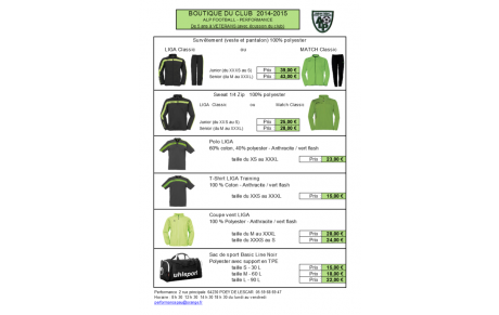 La Boutique du club 2014-2015 est arrivée