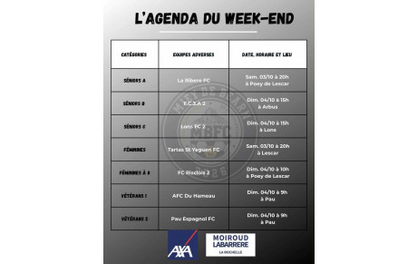 L’agenda du week-end présentée par notre partenaire Axa La Rochelle Moiroud Labarrere